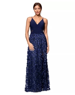 Женское цветочное платье с сетчатой юбкой, синий Xscape