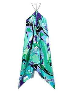 Асимметричное платье с халтер-воротом, зеленый Pucci