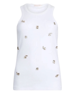 Ребристый топ с драгоценными камнями, белый Liu jo