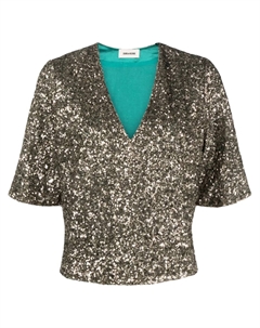 Блузка с короткими рукавами и пайетками, золотой Zadig&voltaire