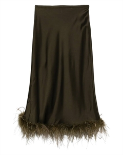 Атласная юбка с перьями, зеленый Blumarine