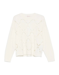 Шерстяной свитер с лазерной резкой, белый Liu jo