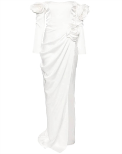 Вечернее платье с драпировкой и цветочной аппликацией, белый Ana radu