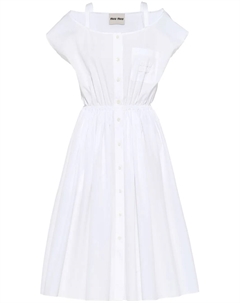 Расклешенное платье миди, белый Miu miu