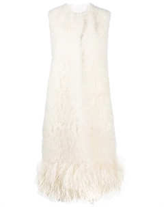 Пальто из овчины без рукавов, белый Prada