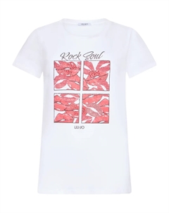 Хлопковая футболка с принтом губ, белый Liu jo