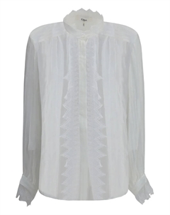 Рубашка в складку с кружевной отделкой, белый Chloe