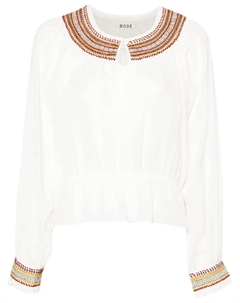 Блузка с вышивкой, белый Bode