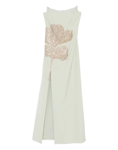 Макси-платье с разрезом, украшенным листьями, зеленый Costarellos