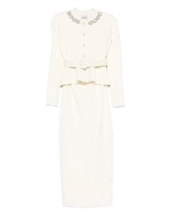 Платье с декоративным поясом, белый Self-portrait