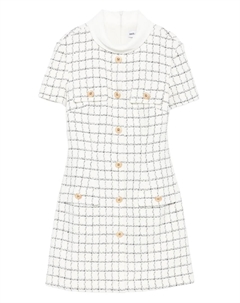 Мини-платье в клетку с пуговицами, белый Self-portrait