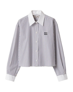 Полосатая рубашка с вышивкой, белый Miu miu