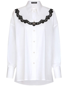 Поплиновая рубашка с кружевными вставками, белый Dolce&gabbana