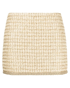Твидовая юбка мини с пайетками, золотой Miu miu