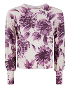 Свитер с цветочным принтом и рукавами-фонариками, белый Twinset