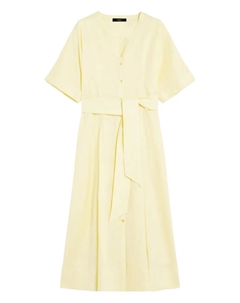 Платье миди на пуговицах с поясом, желтый Weekend max mara