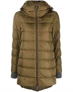 Пуховик с капюшоном, зеленый Herno