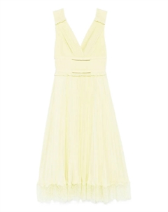Платье миди из ткани жоржетт с оборками, желтый Self-portrait