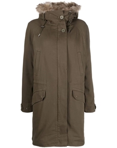 Парка с капюшоном и меховой отделкой, зеленый Yves salomon