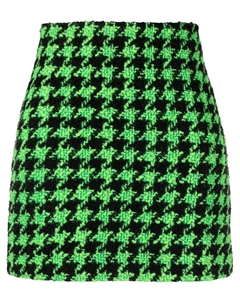 Шерстяная юбка мини в ломаную клетку, зеленый Msgm