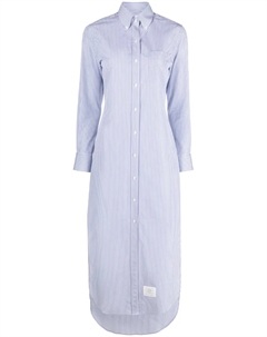 Длинное платье-рубашка в полоску с логотипом, белый Thom browne