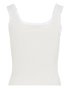 Топ в рубчик с кружевом, белый Miu miu
