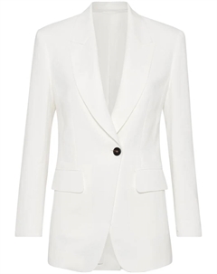 Однобортный блейзер с заостренными лацканами, белый Brunello cucinelli