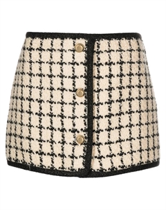 Твидовая юбка мини в клетку, белый Miu miu