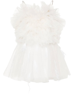 Платье мини с круглым вырезом и оборками, белый Loulou