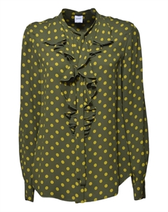 Блузка с оборками в горошек, зеленый Aspesi