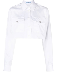 Укороченная рубашка с кристаллами, белый Prada