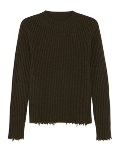 Джемпер в рубчик с бахромой, зеленый Uma wang