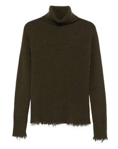 Свитер в рубчик с бахромой, зеленый Uma wang