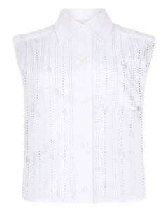 Хлопковая рубашка, украшенная стразами, белый Liu jo