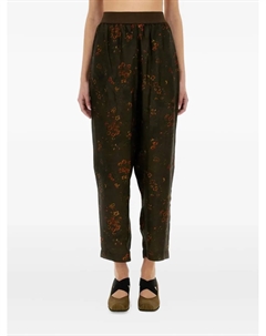 Брюки с цветочным принтом и эластичной талией, зеленый Uma wang