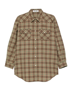 Шерстяная рубашка в клетку, коричневый Miu miu