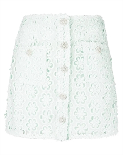 Юбка мини с кружевом, зеленый Self-portrait