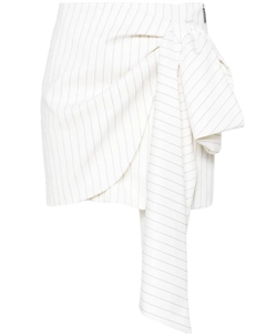 Юбка мини в тонкую полоску с бантом, белый Msgm