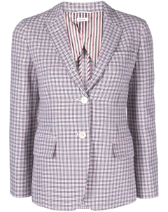 Однобортный креповый блейзер в клетку, белый Thom browne