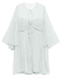 Шелковое платье мини со складками, зеленый Chloe