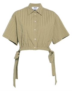 Укороченная рубашка из сирсакера, зеленый Msgm