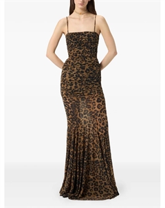 Платье с леопардовым принтом и сборками, коричневый Blumarine