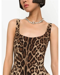 Платье мини без рукавов с леопардовым принтом, коричневый Dolce&gabbana