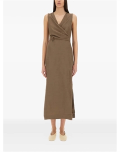 Платье без рукавов с запахом, коричневый Brunello cucinelli