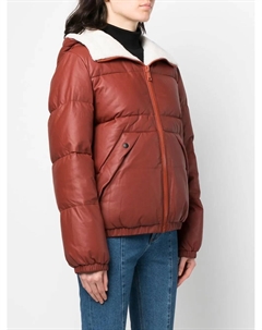 Пуховик с капюшоном и отделкой из овчины, коричневый Yves salomon