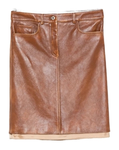 Кожаная юбка миди, коричневый Miu miu