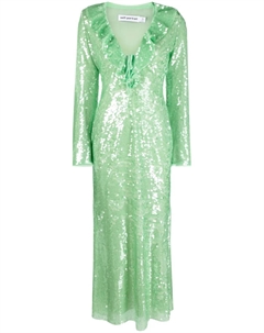 Платье миди с V-образным вырезом и пайетками, зеленый Self-portrait