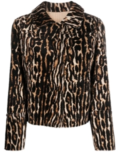 Дубленка с леопардовым принтом, коричневый Yves salomon