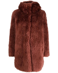 Короткое шерстяное пальто с капюшоном, коричневый Yves salomon