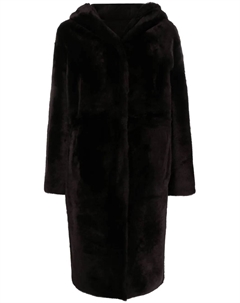 Шуба с капюшоном, коричневый Yves salomon